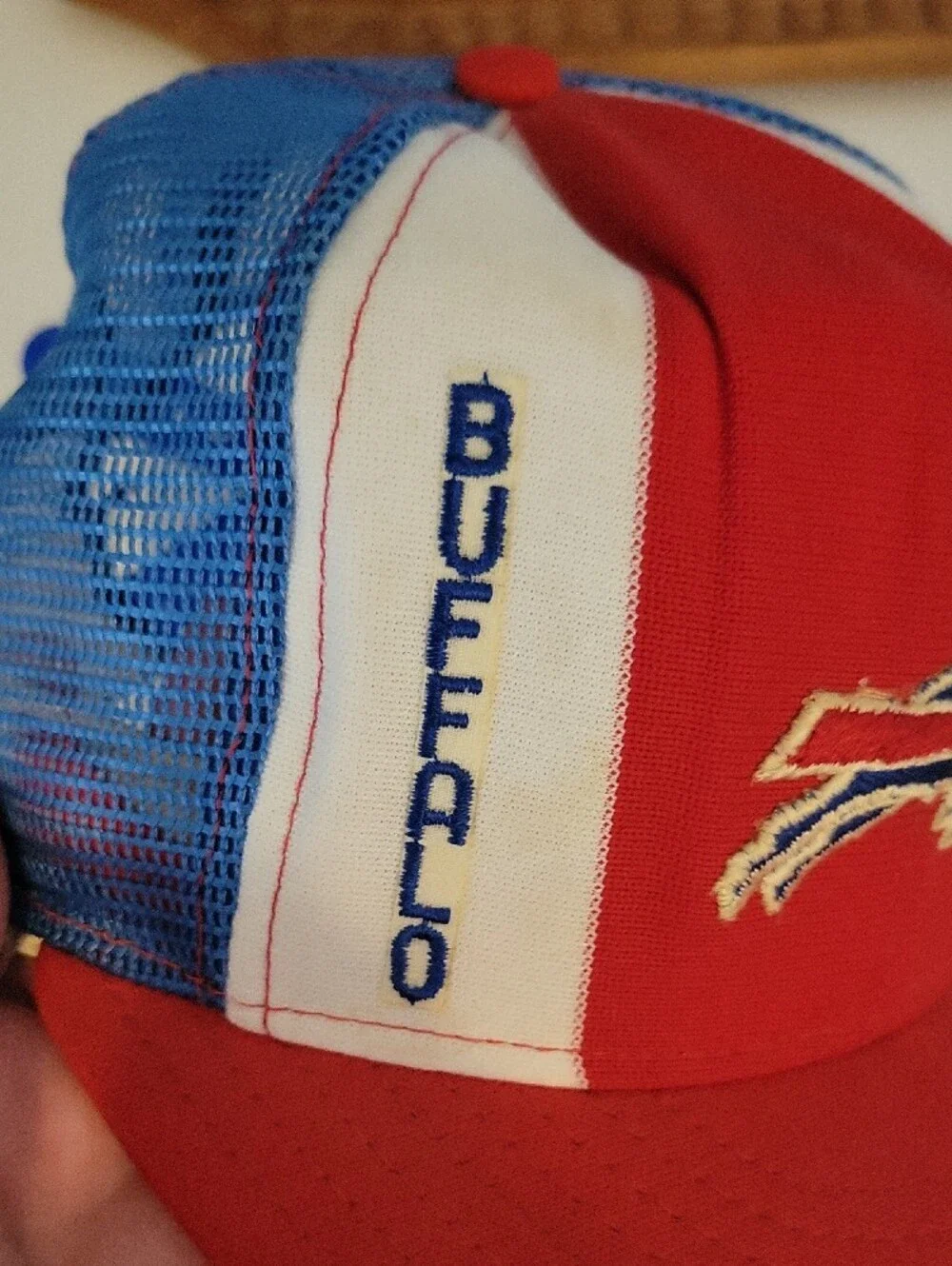 Rare Vintage 1980's Buffalo Bills Red & Blue Mesh Snapback Hat